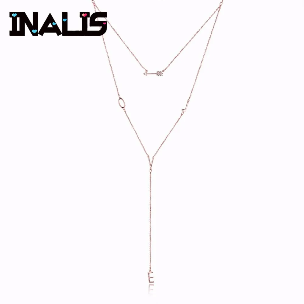 INALIS Elegant 925 Sterling Silver Long Double Chain Necklace Micro Paved CZ Stone Arrow E Word Pendant Fine Jewelry for Women
INALIS Elegant 925 Sterling Silver Long Double Chain Necklace Micro Paved CZ Stone Arrow E Word Pendant Fine Jewelry for Women