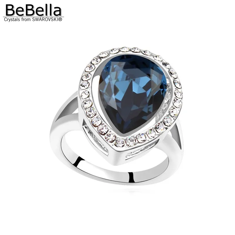 

BeBella romantic teardrop crystal finger ring for party made with Austrian Crystals from Swarovski 7 colors for Christmas gift