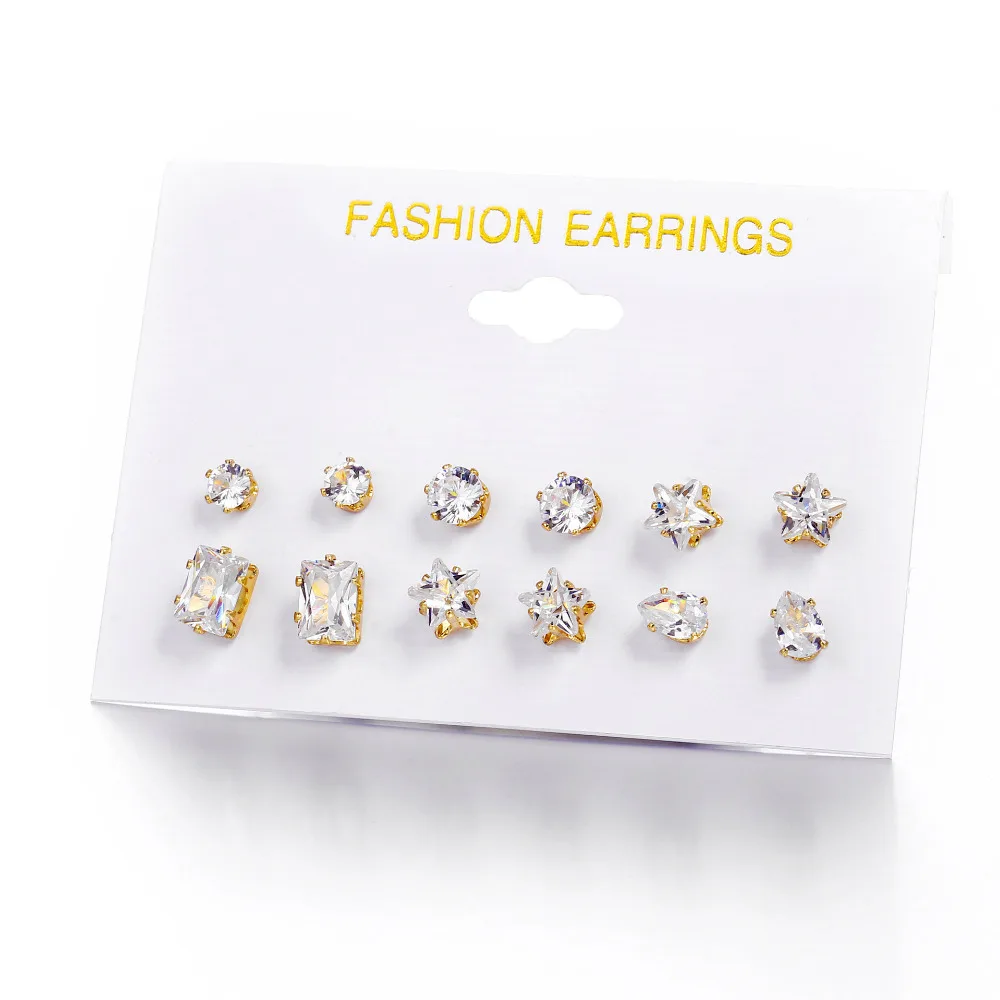 Fashion Star Heart Cubic Zirconia Stud Earrings Set for Women Sparkling Geometric Water Drop Crystal Earring Party Jewelry Gifts
Fashion Star Heart Cubic Zirconia Stud Earrings Set for Women Sparkling Geometric Water Drop Crystal Earring Party Jewelry Gifts