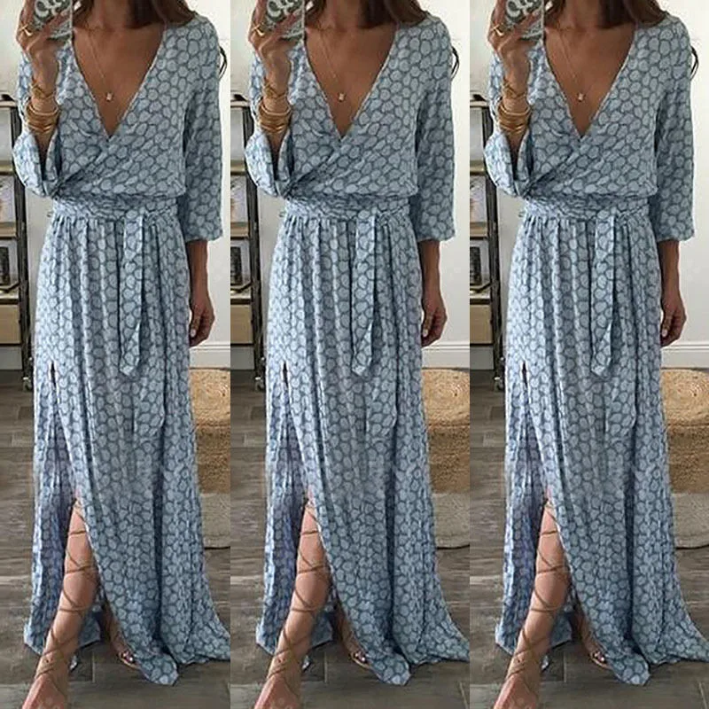 New Fashion Women Sexy Long Dress Deep V Neck Summer Long Sleeve Casual Loose Dress Holiday Beach Sundress For Ladies
New Fashion Women Sexy Long Dress Deep V Neck Summer Long Sleeve Casual Loose Dress Holiday Beach Sundress For Ladies