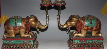 FREE SHIPPING 10" Tibet Bronze Gold Turquoise Coral Gem Elephant Candlestick Holder Pair
FREE SHIPPING 10" Tibet Bronze Gold Turquoise Coral Gem Elephant Candlestick Holder Pair