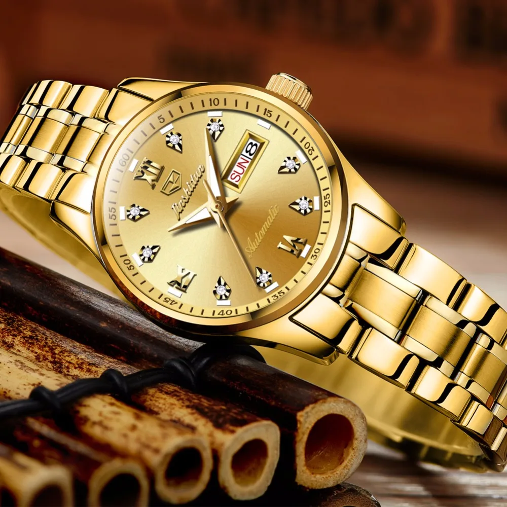 JSDUN Watch Woman Gold Stainless Steel Classic Business Wrist watch Japan Mechanical Movement Automatic Watch relogio feminino
JSDUN Watch Woman Gold Stainless Steel Classic Business Wrist watch Japan Mechanical Movement Automatic Watch relogio feminino