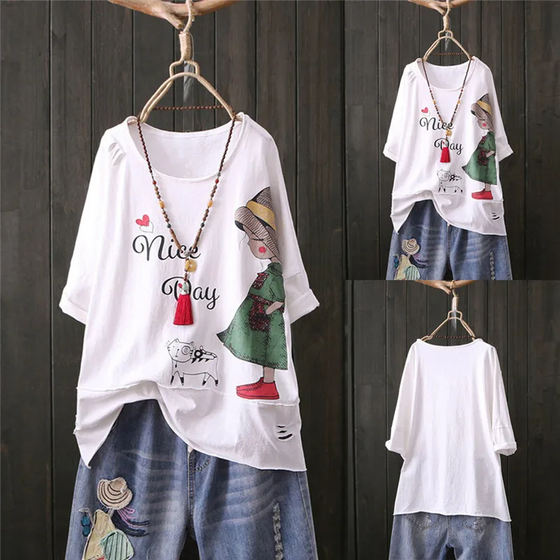Women T Shirt Fashion Streetwear O-Neck Short Sleeve Cartoon Print Cotton And Linen Top Camisetas Verano Mujer 2019 DropshipL#22
Women T Shirt Fashion Streetwear O-Neck Short Sleeve Cartoon Print Cotton And Linen Top Camisetas Verano Mujer 2019 DropshipL#22