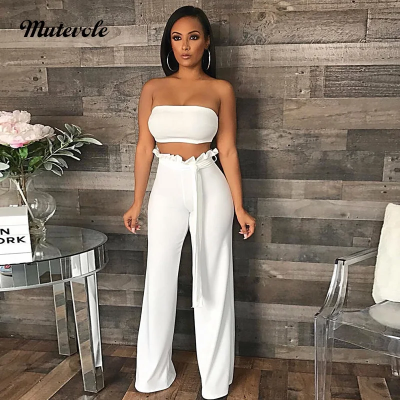 Mutevole Women Sexy Strapless Two Piece Pants Set Crop Top and Pants 2 Piece Set Belt Ruffles Wide Leg Trousers 2pcs Outfit Set
Mutevole Women Sexy Strapless Two Piece Pants Set Crop Top and Pants 2 Piece Set Belt Ruffles Wide Leg Trousers 2pcs Outfit Set