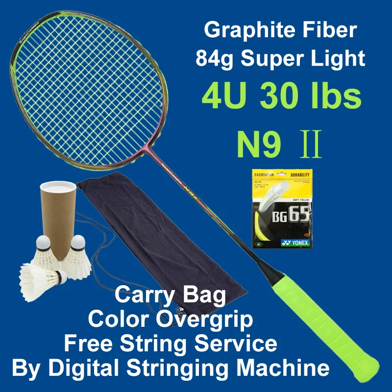 Badminton Racket N92 Professional Carbon Fiber 4U High Quality Super Light Offensive Badminton Racquet String Grip shuttlecock
Badminton Racket N92 Professional Carbon Fiber 4U High Quality Super Light Offensive Badminton Racquet String Grip shuttlecock