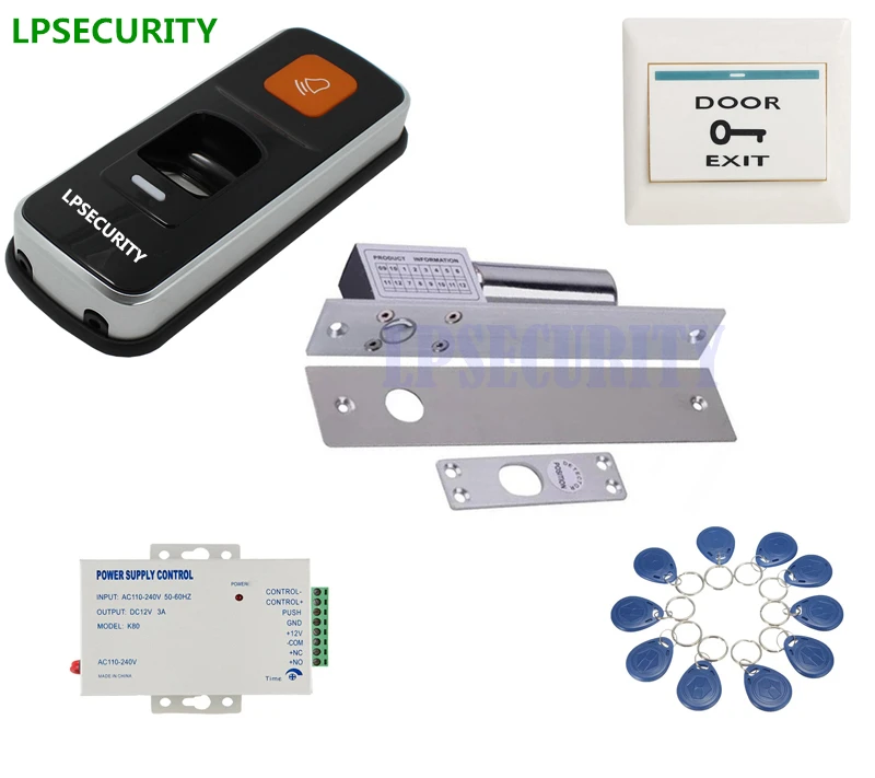 LPSECURITY 12VDC RFID Fingerprint Access Control Reader Scanner Electric Drop Bolt Gate Door Lock kit with 10 tags
LPSECURITY 12VDC RFID Fingerprint Access Control Reader Scanner Electric Drop Bolt Gate Door Lock kit with 10 tags