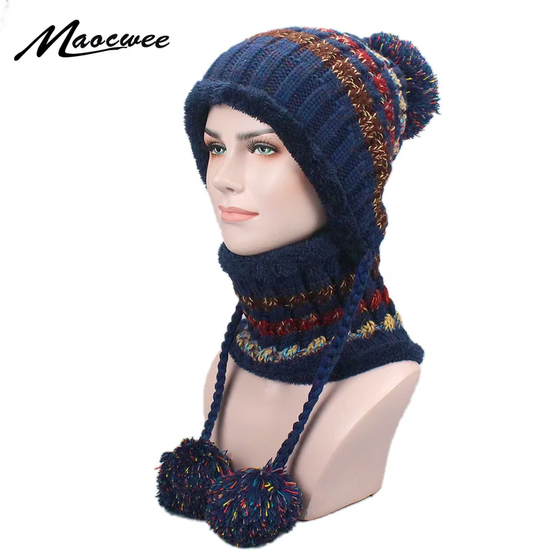 Girl Warm Ski Big Fur Pom Poms Ball Knitted Hats Scarf Hat Winter Women Beanie Hat Thick Skullies Female Plus Velvet Cap 2018
Girl Warm Ski Big Fur Pom Poms Ball Knitted Hats Scarf Hat Winter Women Beanie Hat Thick Skullies Female Plus Velvet Cap 2018