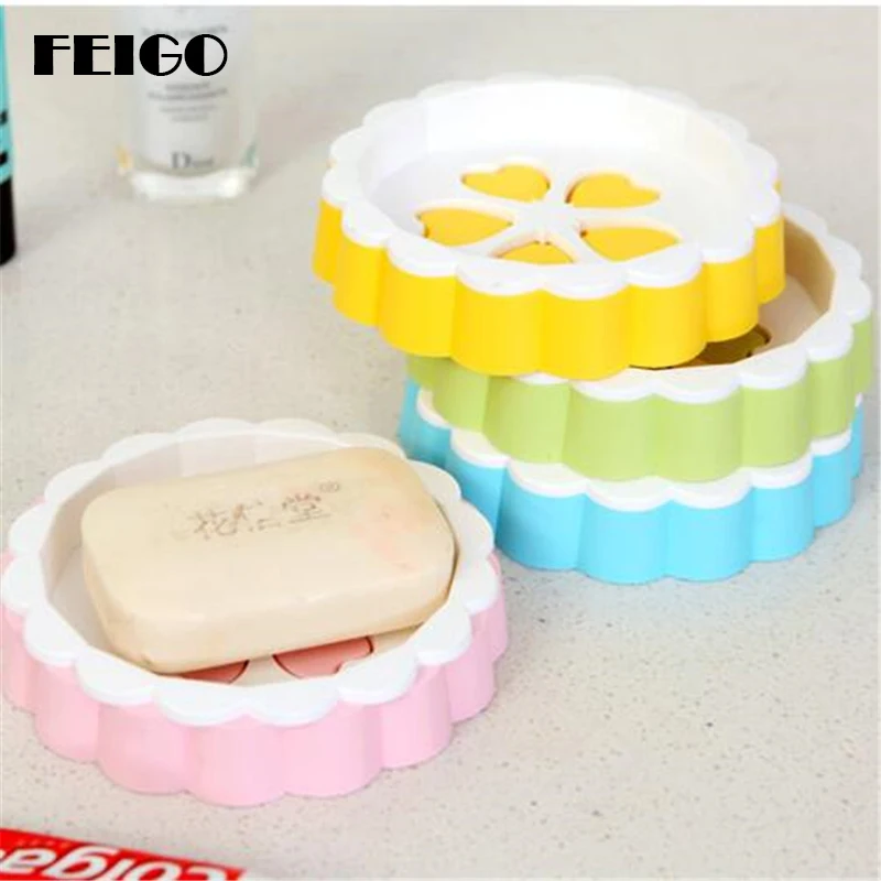 FEIGO Double-layer Flower Soap Holder Drain Molds Fashion Creative Sink Srainage Soap Dish Plastic Box Bathroom Accesories F676
FEIGO Double-layer Flower Soap Holder Drain Molds Fashion Creative Sink Srainage Soap Dish Plastic Box Bathroom Accesories F676