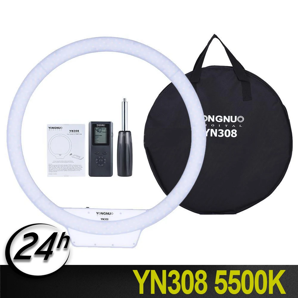 Yongnuo YN308 Ring Light 5500K of Color Temperature LED Video Light Wireless Remote CRI95 Circular For Live Show and Selfie 
Yongnuo YN308 Ring Light 5500K of Color Temperature LED Video Light Wireless Remote CRI95 Circular For Live Show and Selfie
