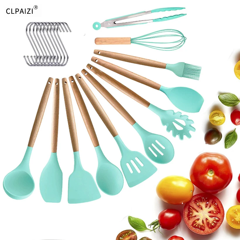 Silicone Cooking Utensils Kitchen Utensil Set, Wooden Handles Cooking Tools Turner Tongs Spatula Spoon for Nonstick Cookware
Silicone Cooking Utensils Kitchen Utensil Set, Wooden Handles Cooking Tools Turner Tongs Spatula Spoon for Nonstick Cookware