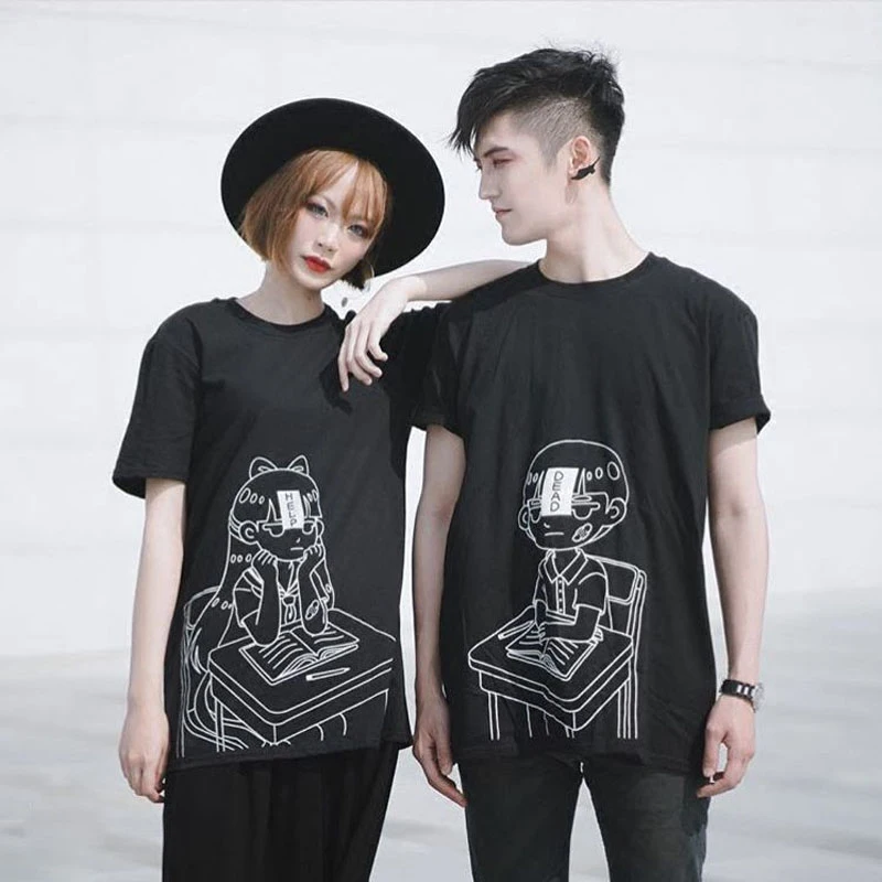 Harajuku School Boy&Girl Printings Cool Loose Black Couple T-Shirt Summer Cotton T Shirt Fashion Casual Short Sleeve TEE Tops
Harajuku School Boy&Girl Printings Cool Loose Black Couple T-Shirt Summer Cotton T Shirt Fashion Casual Short Sleeve TEE Tops