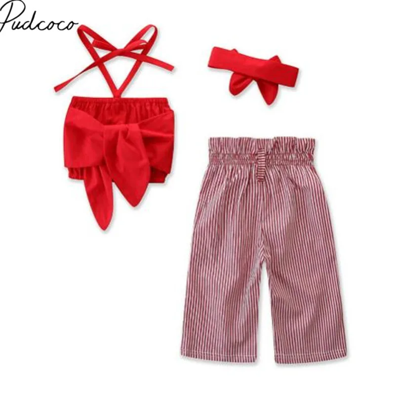 2019 Baby Summer Clothing Infant Kid Baby Girls Clothes Red Strap Vest Tops+Stripe Long Wide Pant+Headband Casual Outfits 2-7T
2019 Baby Summer Clothing Infant Kid Baby Girls Clothes Red Strap Vest Tops+Stripe Long Wide Pant+Headband Casual Outfits 2-7T