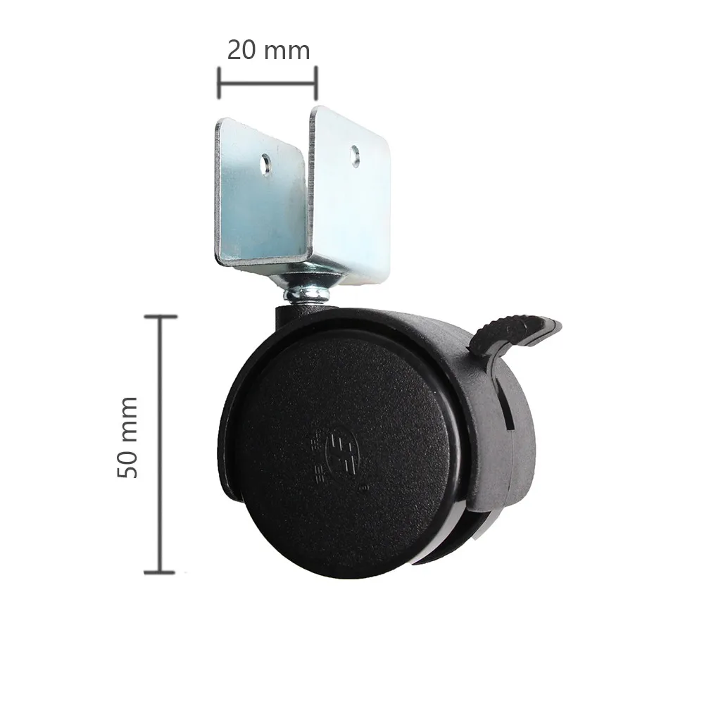 Description Picture 3 of item50mm Black Replacement Swivel Furniture Casters Office Chair Baby Crib Sofa Brake Plastic Rolling Rollers Wheels Caster