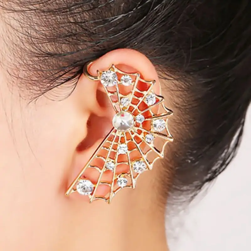 Multi Rhinestone Punk Women Ear Jackets Gold Color Spider Web Personalized Earrings for Girls 4A4029
Multi Rhinestone Punk Women Ear Jackets Gold Color Spider Web Personalized Earrings for Girls 4A4029