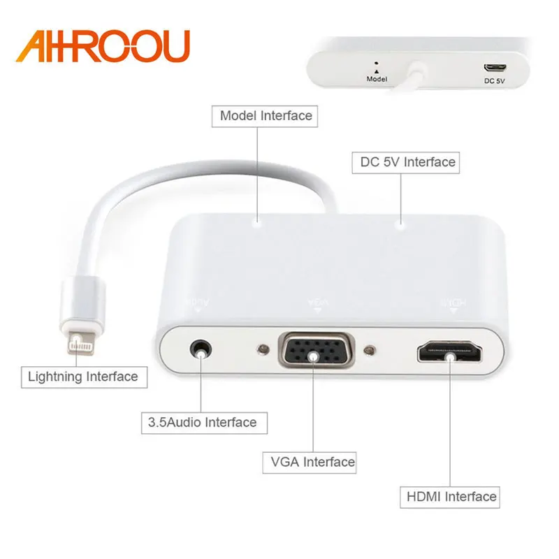 HDTV Adaptor Cable For Lightning to HDMI VGA AV Audio Vedio Adapter Cable For iPhone x 8 7 6plus For iPad Air/mini/pro
HDTV Adaptor Cable For Lightning to HDMI VGA AV Audio Vedio Adapter Cable For iPhone x 8 7 6plus For iPad Air/mini/pro