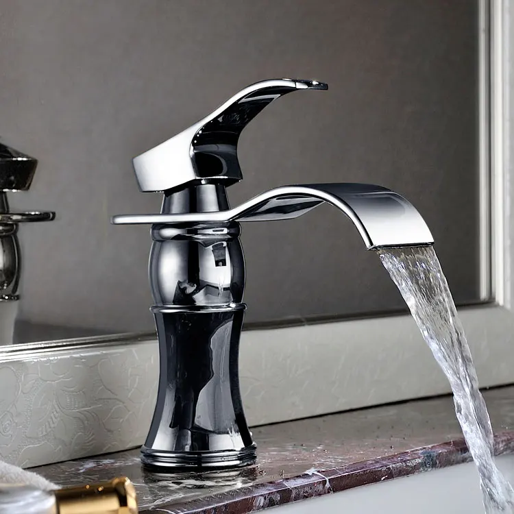Chrome finished luxury solid brass bathroom sink waterfall faucet basin Hot and cold water mixer tap faucet--5514
Chrome finished luxury solid brass bathroom sink waterfall faucet basin Hot and cold water mixer tap faucet--5514