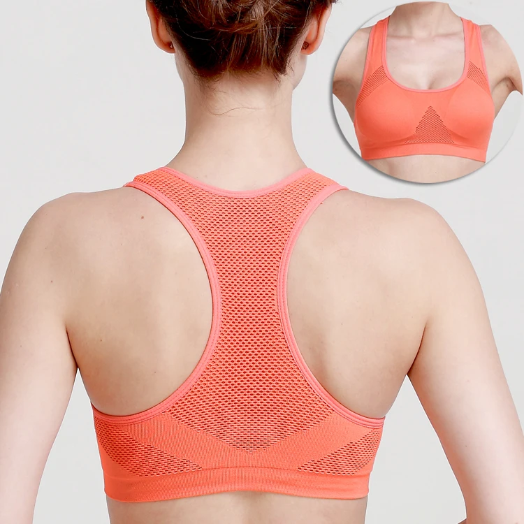 Women Sports Bra For Running Gym Fitness Padded Wire Free Shakeproof Push Up Bras Top Seamless Underwear Hollow Out Net (3)