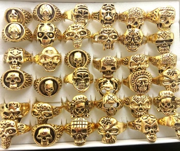 Wholesale lot 50pcs Gold Mix Men Gift Mens Punk Style Jewelry Skull Ring Skeleton Pattern Man Gothic Biker Rings Party Gift
Wholesale lot 50pcs Gold Mix Men Gift Mens Punk Style Jewelry Skull Ring Skeleton Pattern Man Gothic Biker Rings Party Gift