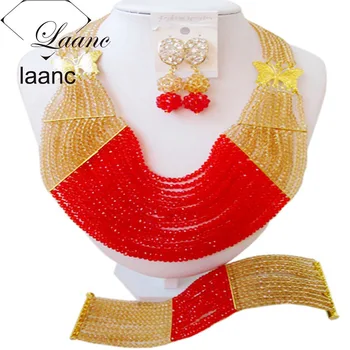Laanc Gold and Red Crystal Earrings and Necklace Set for Women Nigerian Wedding African Beads Bridal Jewelry Set AL451
Laanc Gold and Red Crystal Earrings and Necklace Set for Women Nigerian Wedding African Beads Bridal Jewelry Set AL451
