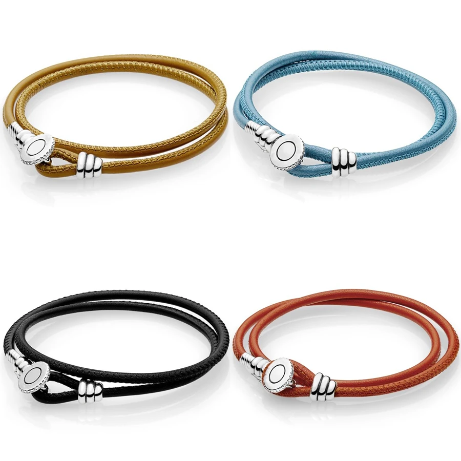 2018 Summer 925 silver 4 Colors MOMENTS Double Leather Bracelet With Button Clasp Fit panqiou Charm Bracelet DIY Jewelry
2018 Summer 925 silver 4 Colors MOMENTS Double Leather Bracelet With Button Clasp Fit panqiou Charm Bracelet DIY Jewelry