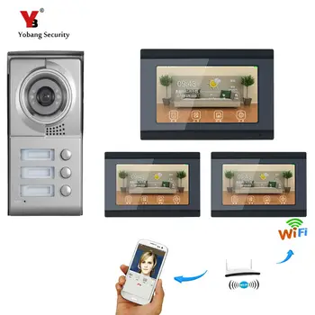 

YobangSecurity 7" 2 to 3 Units HD Doorbell Record Touch Monitor Video Doorphone Door Intercoms for Private Homes Multi Rooms