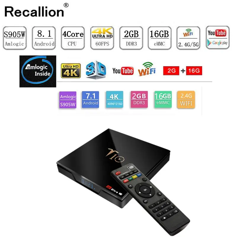 T10 S905W TV Box Android 8.1 2GB DDR3 16GB Amlogic S905W Quad Core Media Player 1080P 2.4G Wifi 4K HDR10 HDMI Smart Set Top Box
T10 S905W TV Box Android 8.1 2GB DDR3 16GB Amlogic S905W Quad Core Media Player 1080P 2.4G Wifi 4K HDR10 HDMI Smart Set Top Box