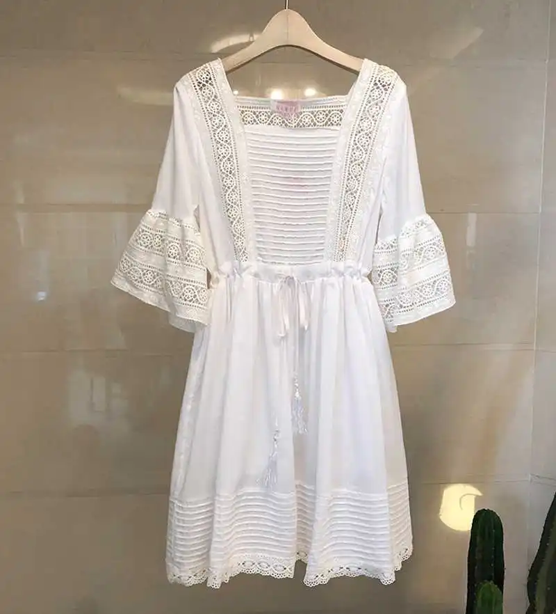 2019 New arrival Summer fashion Korean Dresses High waist Red /white lace hollow Loose Dress vestidos
2019 New arrival Summer fashion Korean Dresses High waist Red /white lace hollow Loose Dress vestidos