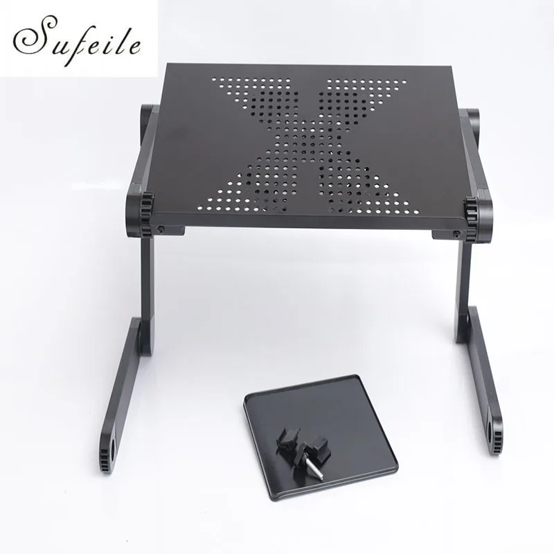 Image New Folding Laptop Notebook Table Desk Portable Adjustable Laptop Stand Desk With Cooling Holes Mouse Board For Bed Sofa SE20