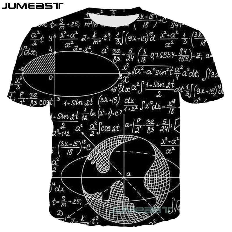 Jumeast New Fashion 3D Printed Math Physics Formula Men/women T-Shirts Funny Geometric Figure Summer O-neck Short Sleeves
Jumeast New Fashion 3D Printed Math Physics Formula Men/women T-Shirts Funny Geometric Figure Summer O-neck Short Sleeves