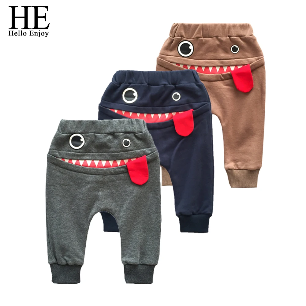 

HE Hello Enjoy Cartoon Baby Full Length Pants Cotton Toddler Boys Spring Harem Pants Newborn Trousers Loose Infants Elastic Pant