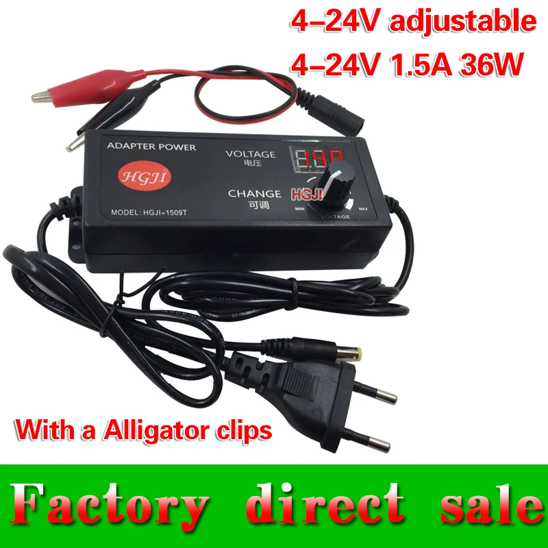 AC/DC3V-24V 1.5A 36W adapter with Alligator Clips 13.5V 19V 21.5V7.5V adjustable powe can change voltage multifunction power
AC/DC3V-24V 1.5A 36W adapter with Alligator Clips 13.5V 19V 21.5V7.5V adjustable powe can change voltage multifunction power