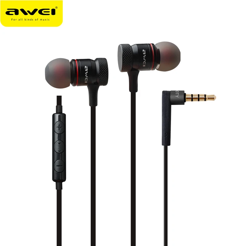 

Awei In-Ear Earphone Metal Headphones With Mic Stereo Wired Headset Deep Bass Sound Fone De Ouvido Auriculares Audifonos ES-70TY