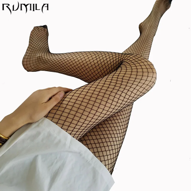 Image blue red SEXY women high waist fishnet stocking fishnet club tights panty knitting net pantyhose trouser mesh lingerie TT016