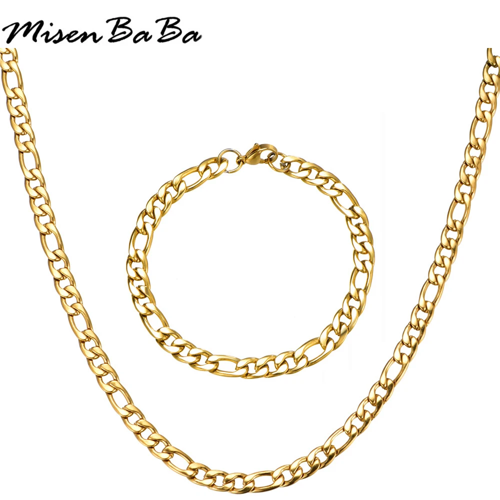 New Punk Style Figaro Chain Link Stainless Steel Gold Silver Color Bracelet Necklace Sets Men Gift Fashion Jewelry Sets
New Punk Style Figaro Chain Link Stainless Steel Gold Silver Color Bracelet Necklace Sets Men Gift Fashion Jewelry Sets