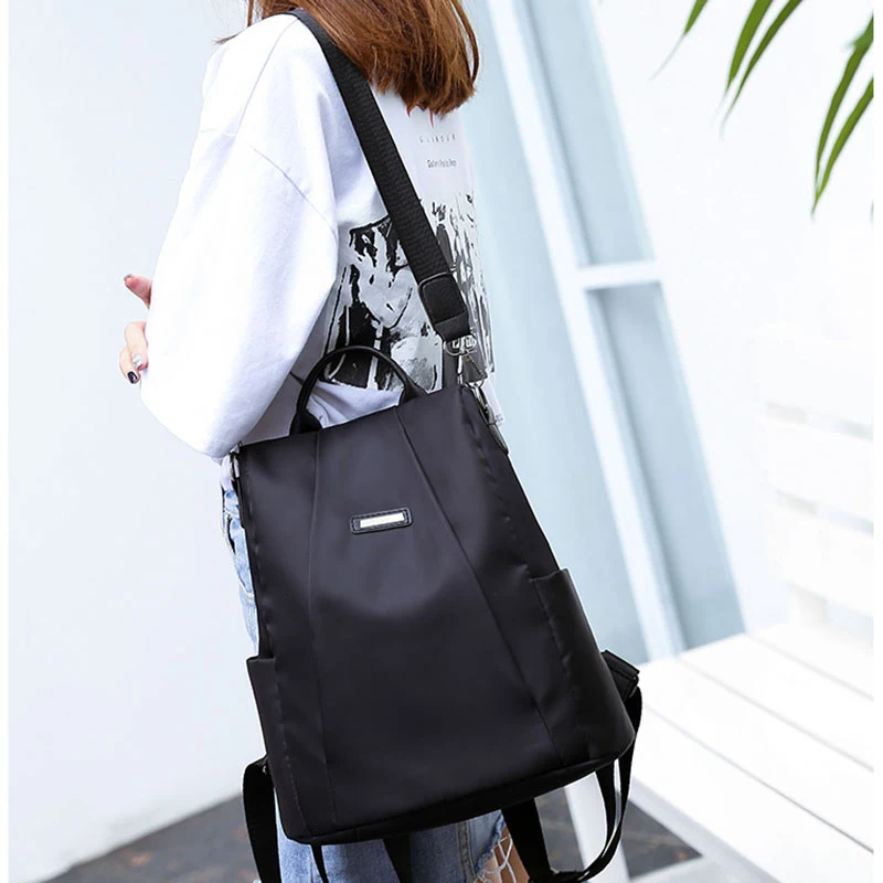 Women Solid Backpack Oxford Waterproof Travel Bag Anti-theft High Capacity Teenage Student Double Shoulder Bags Mochila BP0266 (6)