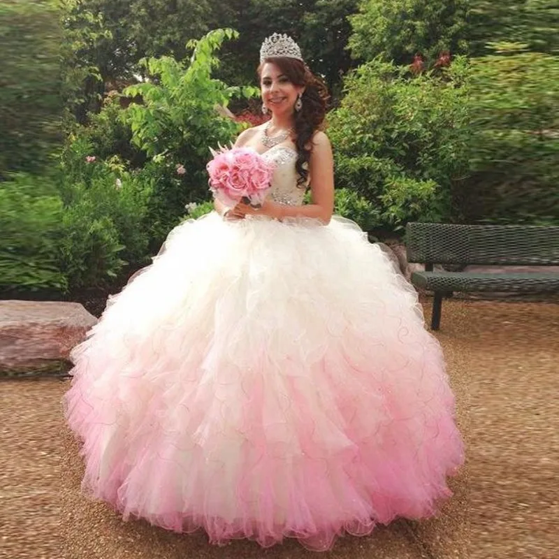 Gradient Pink Quinceanera Gowns Crystal Beaded Sweetheart Tiered Cascading Ruffles Formal Dress Pretty Floor Length
Gradient Pink Quinceanera Gowns Crystal Beaded Sweetheart Tiered Cascading Ruffles Formal Dress Pretty Floor Length