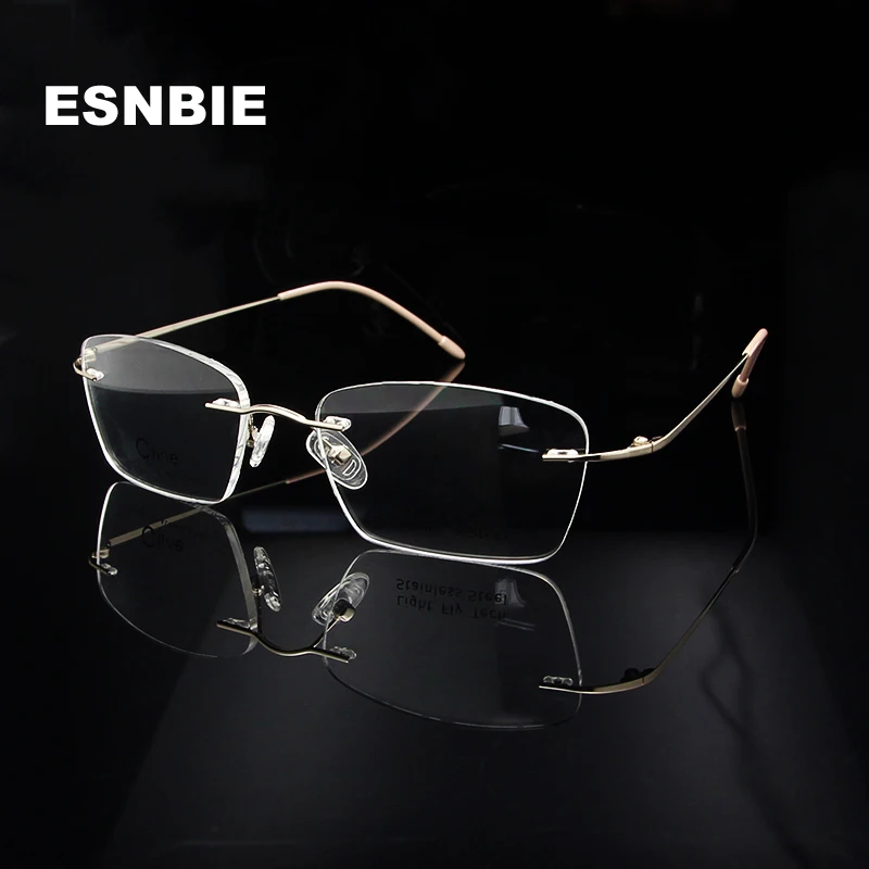 ESNBIE Luxury Light Gold Rimless Eyeglasses Frame for Women Square Female Frame Glasses Optical Ladies Pink Frame Tip
ESNBIE Luxury Light Gold Rimless Eyeglasses Frame for Women Square Female Frame Glasses Optical Ladies Pink Frame Tip