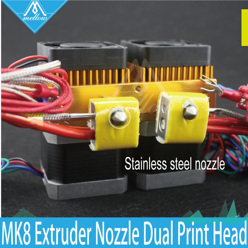 

3D Printer Head Latest Upgrade MK8 J-head Extruder Stainless steel Nozzle Hotend kit 0.4mm Dual Print Head Makerbot i3