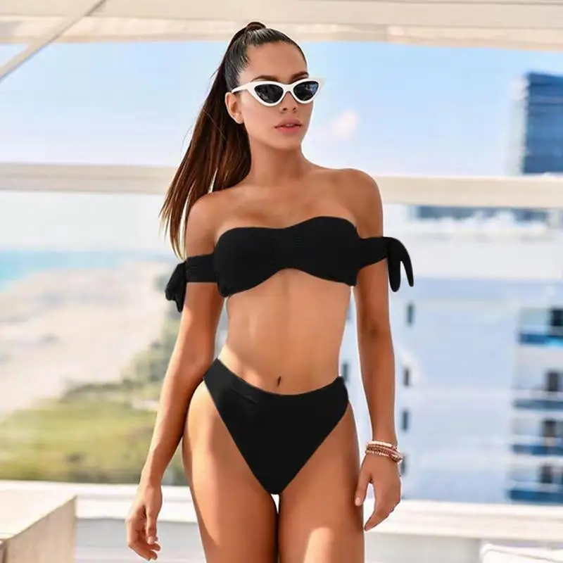 New Ladies Swimsuits Off Shoulder Sling Bikini Solid Color Briefs Swimwear for Summer LMH66
New Ladies Swimsuits Off Shoulder Sling Bikini Solid Color Briefs Swimwear for Summer LMH66