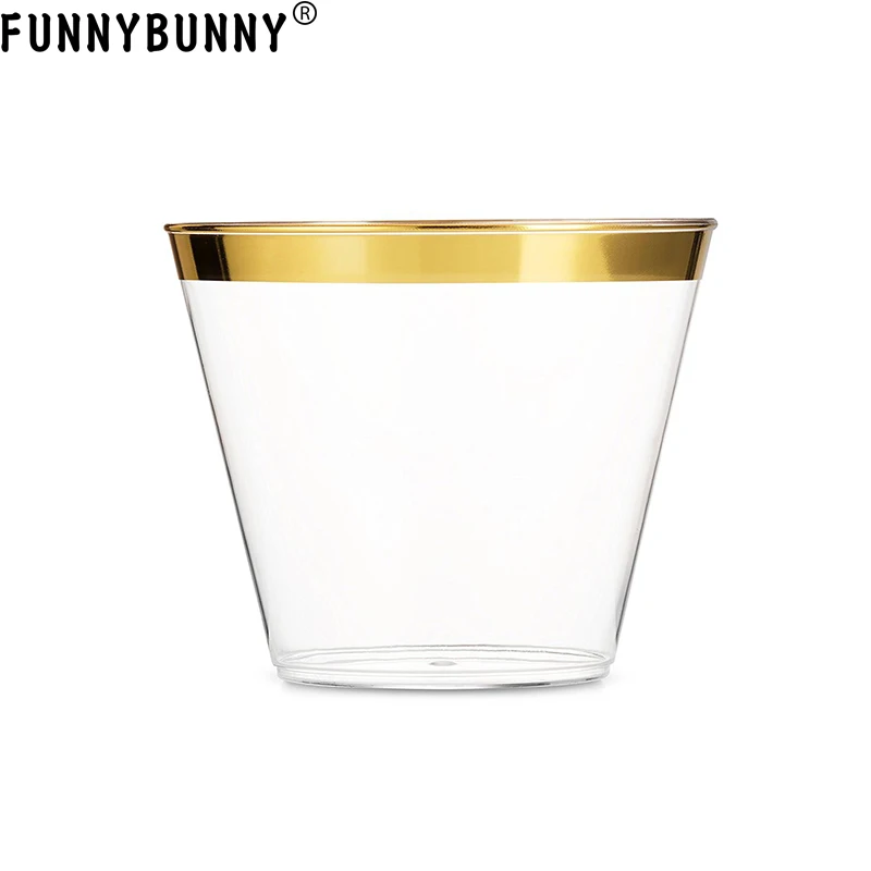 FUNNYBUNNY Gold Clear Plastic Cups Gold Rimmed Cups Fancy Disposable Wedding Cups Elegant Party Cups with Gold Rim
FUNNYBUNNY Gold Clear Plastic Cups Gold Rimmed Cups Fancy Disposable Wedding Cups Elegant Party Cups with Gold Rim