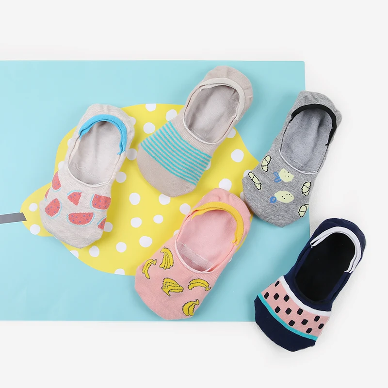 5 styles Invisible Stripes And Fruit Pattern Socks Silica Gel Pure Cotton Woman Sock Banana Watermelon Female Low Cut Sox
5 styles Invisible Stripes And Fruit Pattern Socks Silica Gel Pure Cotton Woman Sock Banana Watermelon Female Low Cut Sox