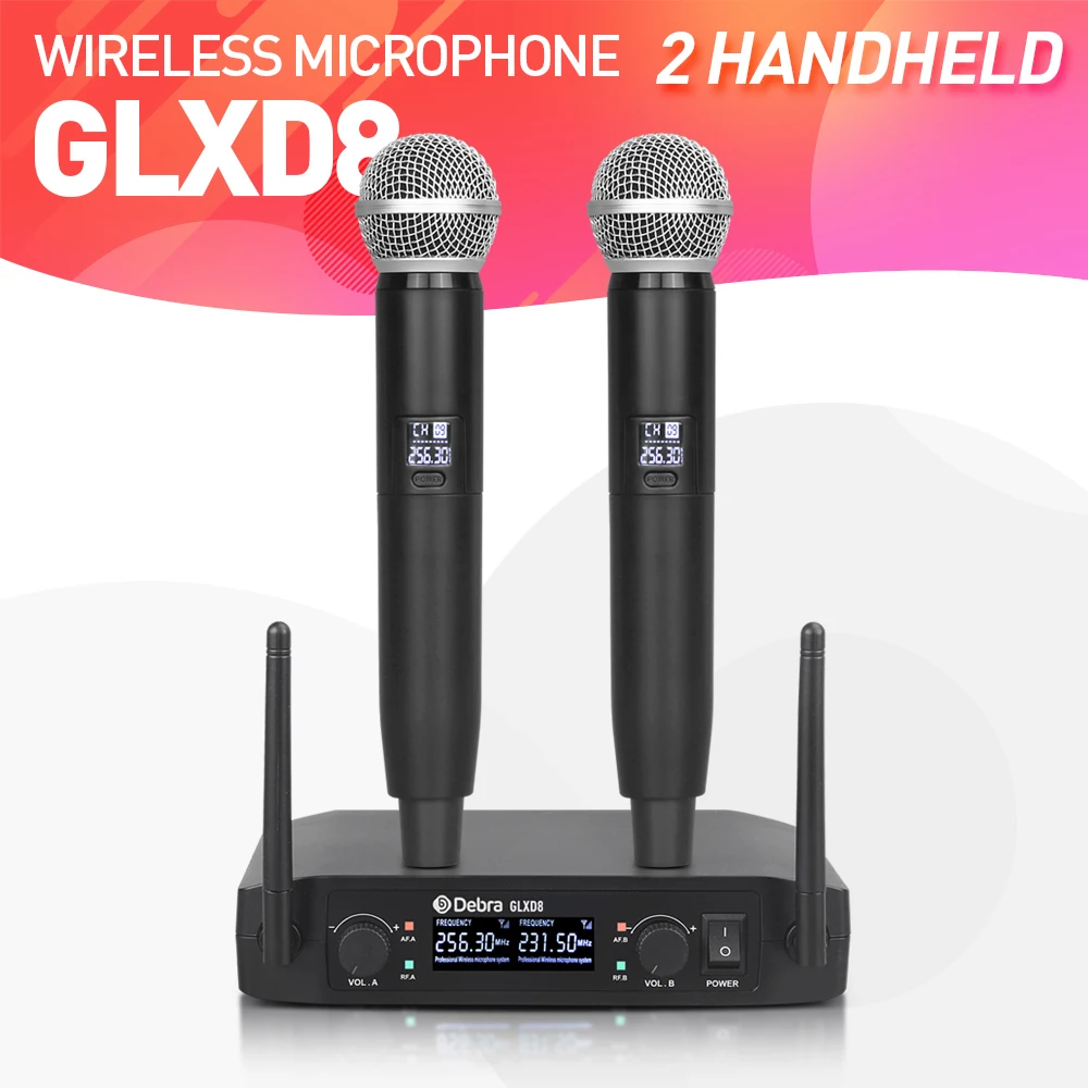 GLXD8 Wireless Microphone System with Dual Handheld mics for Stage karaoke wedding business meetings GLXD8 good quality 
GLXD8 Wireless Microphone System with Dual Handheld mics for Stage karaoke wedding business meetings GLXD8 good quality