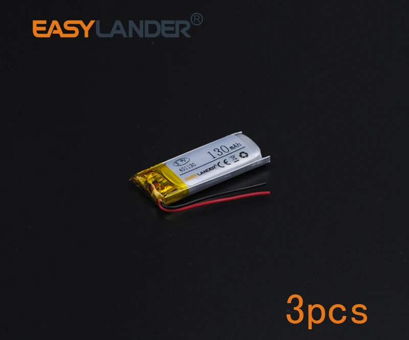 3pcs/Lot 3.7V 130mAh 401130 Polymer Li-ion Battery For bluetooth headset Bracelet Wrist Watch pen GPS PSP MP3/MP4/Game Player
3pcs/Lot 3.7V 130mAh 401130 Polymer Li-ion Battery For bluetooth headset Bracelet Wrist Watch pen GPS PSP MP3/MP4/Game Player