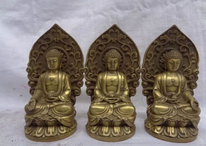JP S62 Chinese Pure Brass Trinity Lotus Joss Pray Tibet 3 Shakyamuni Bowl Buddha Statue (B0328)
JP S62 Chinese Pure Brass Trinity Lotus Joss Pray Tibet 3 Shakyamuni Bowl Buddha Statue (B0328)