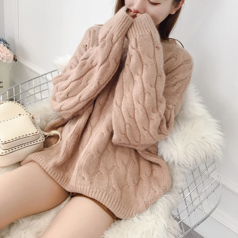 Women Autumn Loose Twist Sweaters Fashion Korean O Neck Long Sleeved Lazy Wind Solid Pullovers Femme Oversized Chic Knitwear Top
Women Autumn Loose Twist Sweaters Fashion Korean O Neck Long Sleeved Lazy Wind Solid Pullovers Femme Oversized Chic Knitwear Top