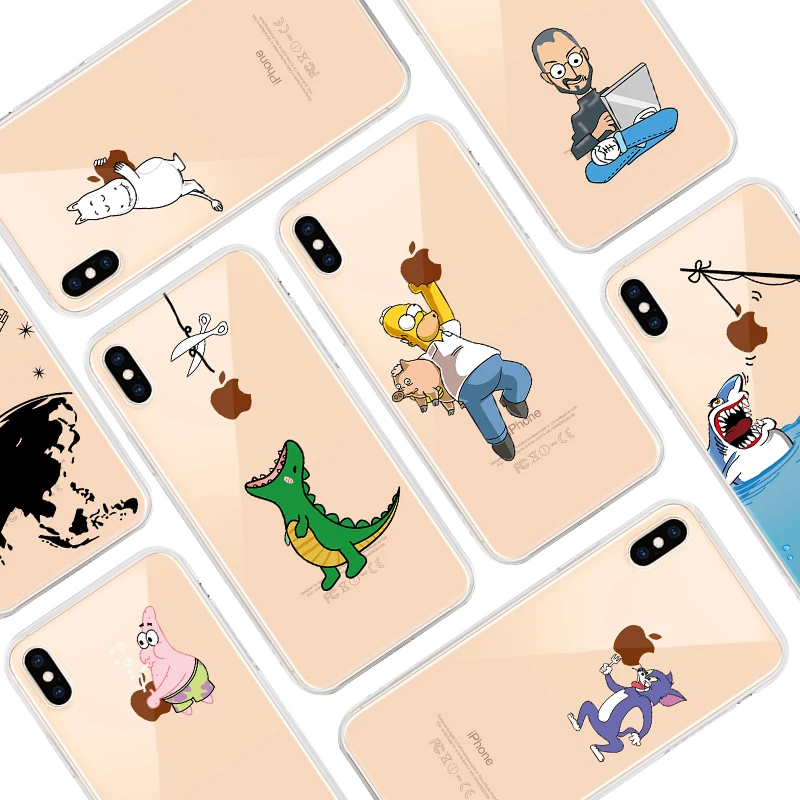 Чехлы с прозрачным рисунком для iPhone XS Max XR X 8 7 6 6S Plus 5 5S SE мультяшный Мягкий ТПУ