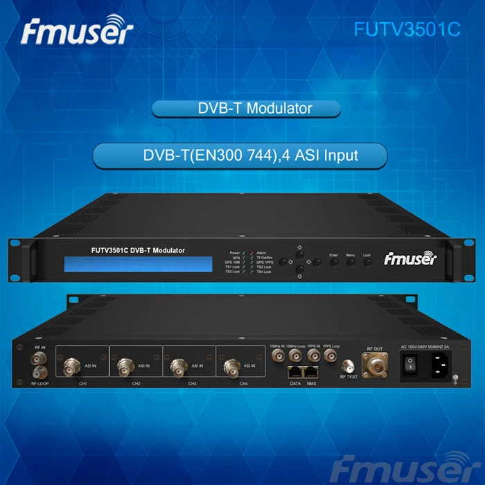 FMUSER FUTV3501C DVB-T Modulator(4 ASI in 1 RF DPD out DVB-T standard) remote control
FMUSER FUTV3501C DVB-T Modulator(4 ASI in 1 RF DPD out DVB-T standard) remote control