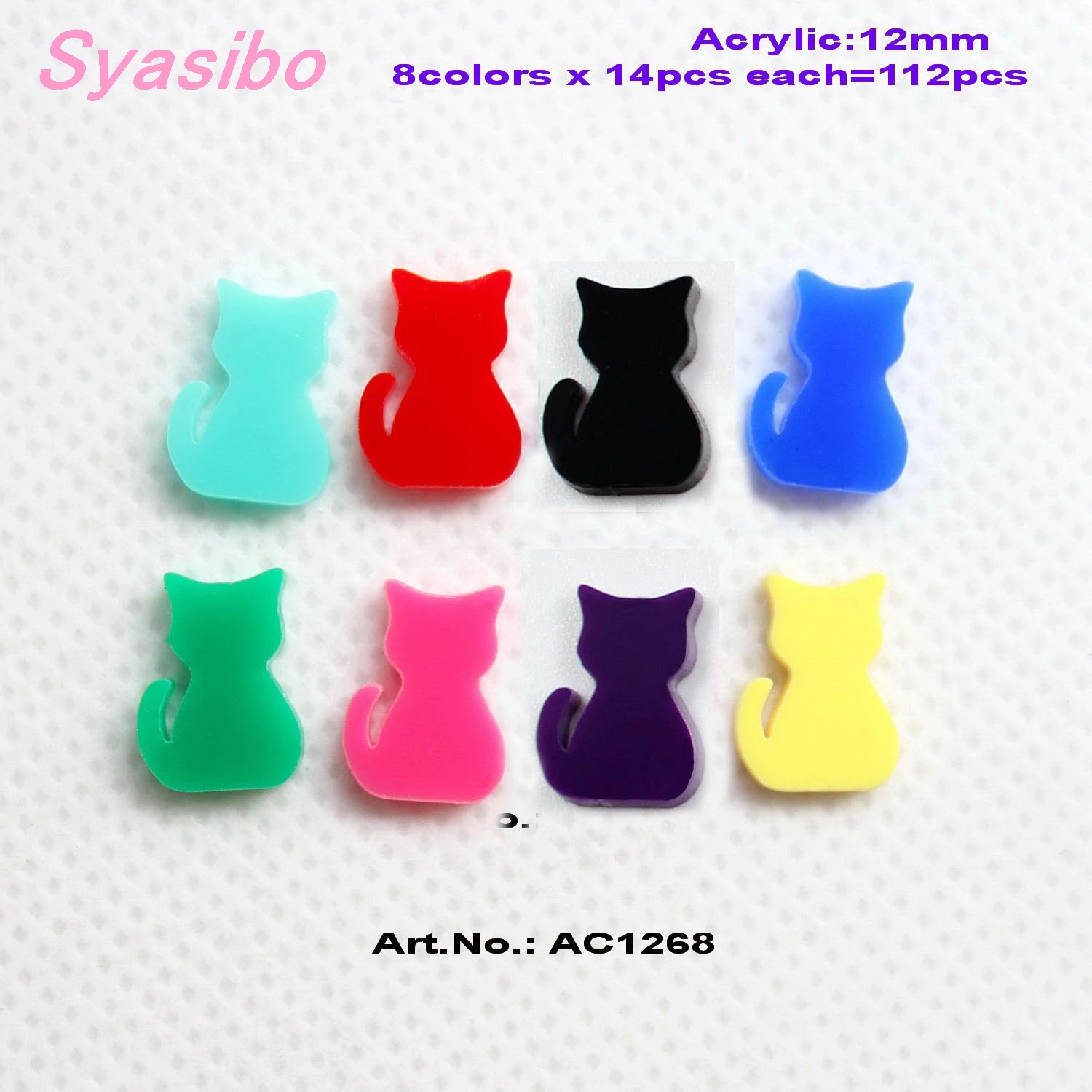 (8colors,112pcs/lot) 12mm Acrylic Cat Earring (NO Stud) Accessories Bulk Assorted Colors Laser Cut 0.48"-AC1268
(8colors,112pcs/lot) 12mm Acrylic Cat Earring (NO Stud) Accessories Bulk Assorted Colors Laser Cut 0.48"-AC1268