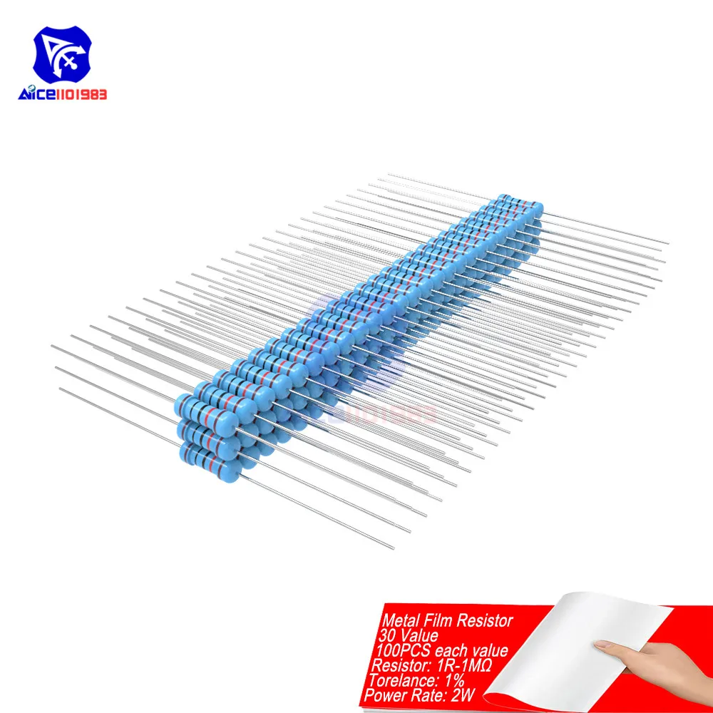 100PCS/Lot Metal Film Resistor 1% 2W 1R-1MΩ 1R 4.7R 10R 100R 220R 1K 2.2K 4.7K 6.8K 10K 22K 47K 100K 470K 1MΩ Ohm Resistance
100PCS/Lot Metal Film Resistor 1% 2W 1R-1MΩ 1R 4.7R 10R 100R 220R 1K 2.2K 4.7K 6.8K 10K 22K 47K 100K 470K 1MΩ Ohm Resistance