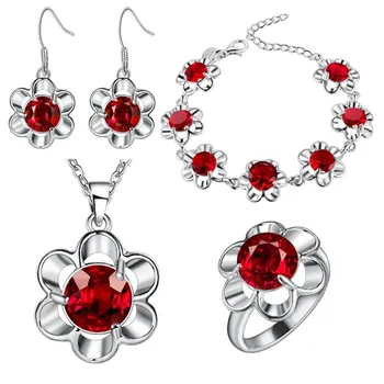 

BRACELET Earrings Ring Pendant Necklace Set Thick jewelry plum flower color and foreign trade wholesale colorful stone
